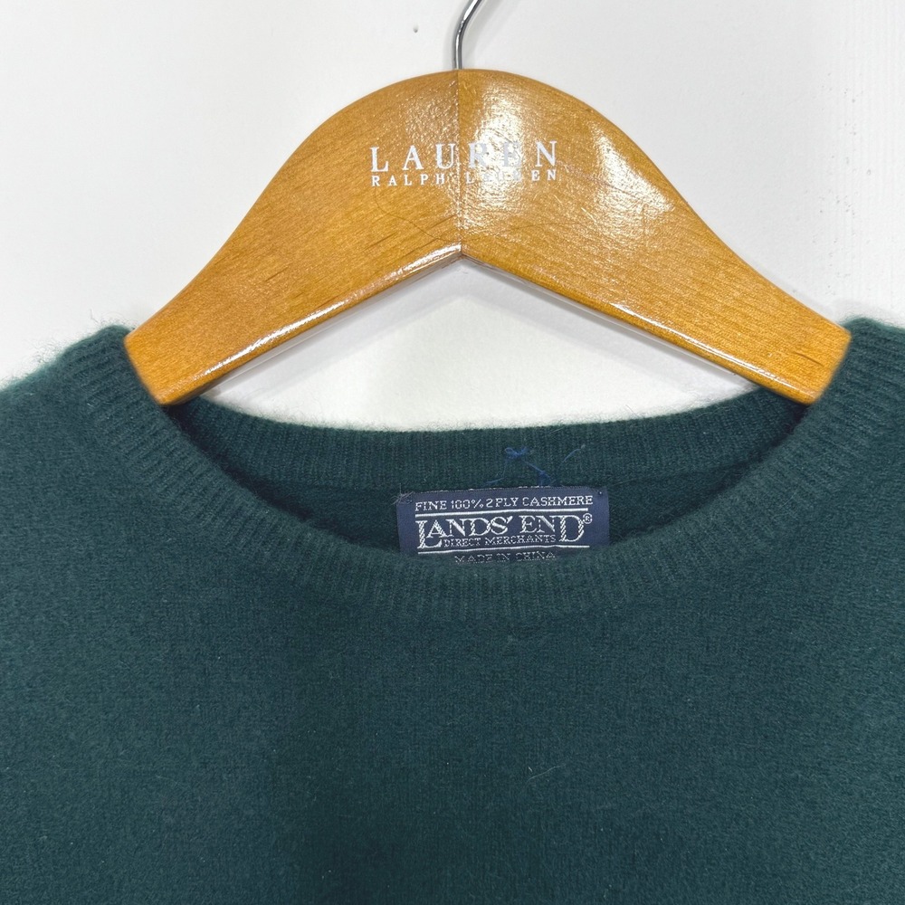 Lands' End Cashmere Sweater Women's Crewneck Green Medium - Picture 4 of 8